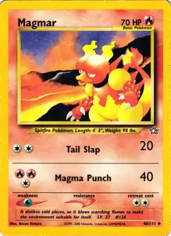 Pokemon TCG Magmar Neo Genesis 40/111 Unlimited Uncommon HP - Image 1