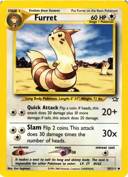 Pokemon TCG Furret Neo Genesis 35/111 Regular Unlimited Uncommon VLP - Image 1