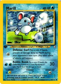 Pokemon TCG Marill 66/111 1st Edition Neo Genesis LP - Image 1