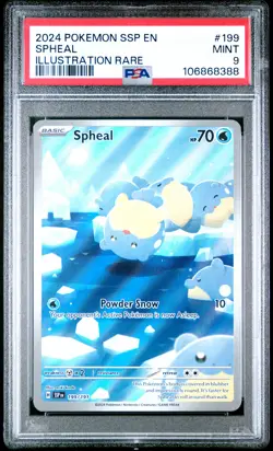 2024 POKEMON SSP EN-SURGING SPARKS ILLUSTRATION RARE #199 SPHEAL PSA 9 - Image 1