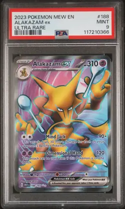 2023 POKEMON MEW EN-151 ULTRA RARE #188 ALAKAZAM EX PSA 9 - Image 1