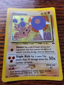 Hitmontop 3/75 Neo Discovery Holo Rare Pokemon Card - MP - Free Shipping - Image 1