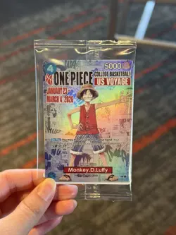One Piece Monkey D Luffy College Basketball US Voyage Promo Card Sealed - Image 1