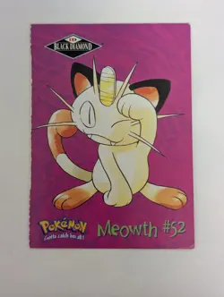 MEOWTH 1998 Black Diamond Promo #52 Pokemon Game Tip Collector Card LP *RARE* - Image 1