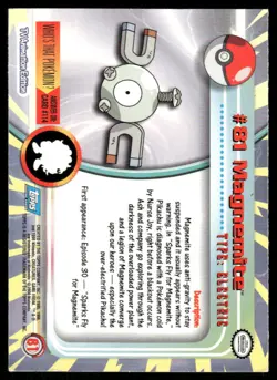 Pokemon Cards Magnemite #81 Topps Trading Cards Series 2 LP *1 - Image 2