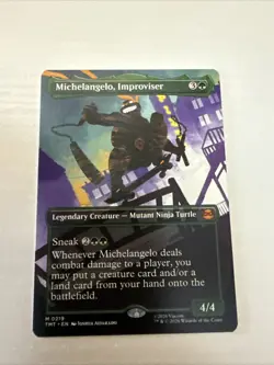 Michelangelo, Improviser (Borderless) MTG: Teenage Mutant TMNT mythic 219 NM x1 - Image 1
