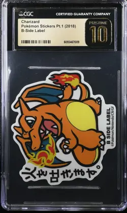 2018 POKEMON STICKERS PT. 1 B-SIDE LABEL CHARIZARD CGC 10 PRISTINE - Image 1