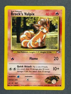 Brock's Vulpix 73/132 Gym Heroes Series Common Basic Pokemon Card WOTC 2000 NM - Image 1