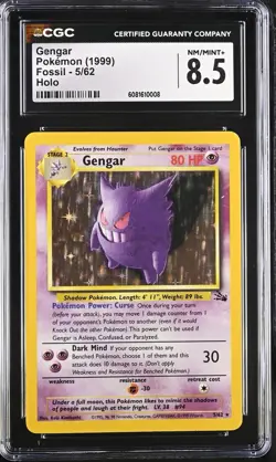 CGC 8.5 Gengar 1999 Fossil 5/62 Holo Pokemon Card - Image 1