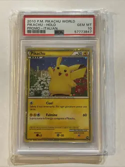 Pikachu Pokemon 2010 Holo P.M. Pikachu World Promo Italian PSA 10 - Image 1