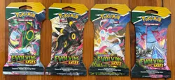 Pokemon Evolving Skies New Sealed Sleeved Blister Booster x4 Packs Full Art Set - Image 1