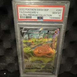 2022 POKEMON SWSH: SWORD & SHIELD PROMO #260 CHARIZARD V HOLO PSA 10 - Image 1