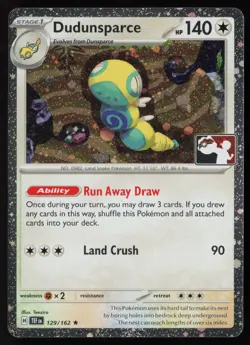 Pokemon Dudunsparce 129/162 Prize Pack Series Cards Cosmo Holo Pack Fresh - NM - Image 1