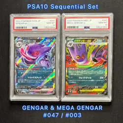 PSA 10 Gengar & Mega Gengar ex 047 003 Sequential 2-Card Set Pokemon Card JP GEM - Image 1