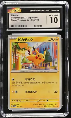 Pikachu Pokemon 2023 Japanese Shiny Treasure ex 055/190 CGC GEM MINT 10 - Image 1