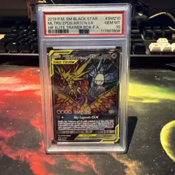 2019 Pokemon Sun and Moon Tag Team Moltres Zapdos Articuno GX SM210 Holo PSA 10 - Image 1