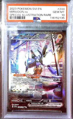 PSA 10 GEM MINT Miraidon ex Scarlet & Violet SIR 2023 Pokemon 244/198 - Image 1