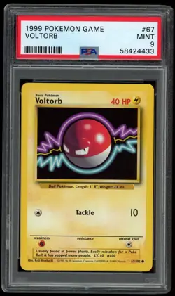 VOLTORB 1999 Pokemon Base Set #67 PSA 9 MINT - Image 1