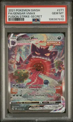 2021 POKEMON SWORD & SHIELD FUSION STRIKE SECRET FULL ART/GENGAR VMAX PSA 10 - Image 1