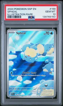 2024 POKEMON SSP EN-SURGING SPARKS ILLUSTRATION RARE #199 SPHEAL PSA 10 - Image 1