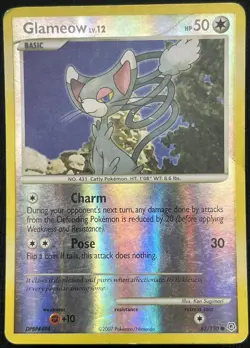 Pokemon Card - Glameow 83/130 - Diamond & Pearl - Reverse Holo MP - Image 1