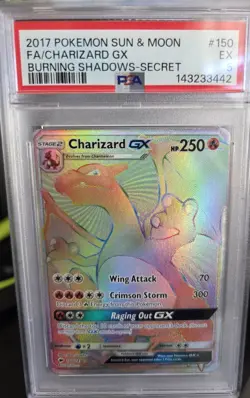 Pokemon 2017 TCG Charizard GX Card 150/147 Rainbow Burning Shadows NM-M Rare - Image 1