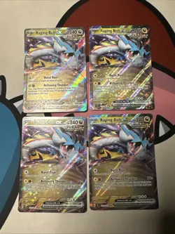 Raging Bolt EX 123/162SV05: Temporal Forces Double Rare Holo Card X4 Player Set - Image 1