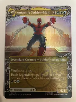 Peter Parker (0208) (Borderless) #208 (Foil) (NM) Spider-Man SPM Magic MTG - Image 1