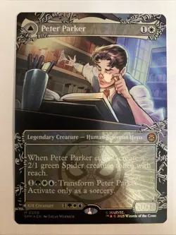 Peter Parker (0208) (Borderless) #208 (Foil) (NM) Spider-Man SPM Magic MTG - Image 2