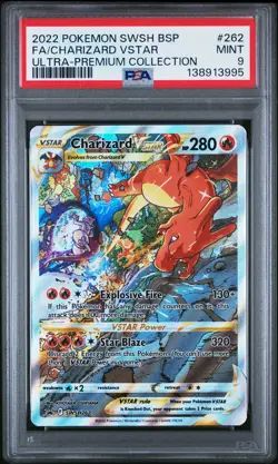 2022 POKEMON SWSH BLACK STAR PROMO #262 FULL ART/CHARIZARD VSTAR PSA 9 - Image 1