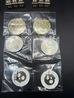 TCG Pokemon UPC Gold Coins & Gold & Black Damage Counter Dice - Image 5