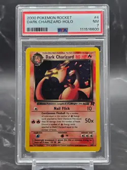 2000 Pokemon Team Rocket Dark Charizard Holo 4/82 PSA 7 NM WOTC Unlimited - Image 1