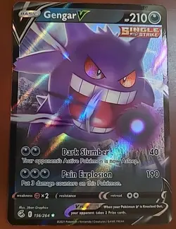 Pokemon Gengar v TCG Sword & Shield Fusion Strike Holo Ultra Rare Card 156/264 - Image 1