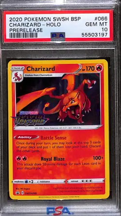 2020 Pokemon Swsh Black Star Promo Charizard Prerelease PSA 10 #066 - Image 1