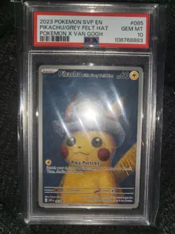 Pokemon Pikachu TCG Grey Felt Hat #085 Promo Van Gogh Pikachu - Image 2