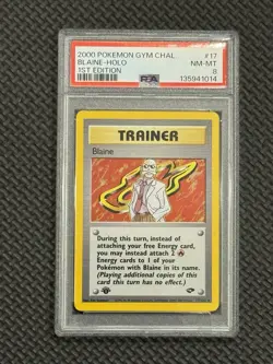 2000 Pokemon Gym Challenge Holo Rare Blaine First Edition 17/132 PSA 8 - Image 1