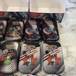 Pokemon Black Bolt & White Flare Mini Tin Opened NO PACKS (16 Tins) - Image 4
