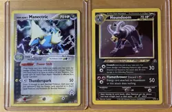 Pokemon TCG Neo Discovery Houndoom 4/75 Holo Rare & Team Aqua’s Manectric LP/MP - Image 1