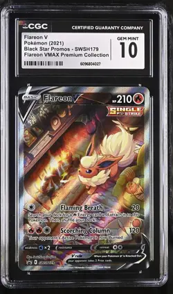 Pokemon FLAREON V SWSH179 VMAX PREMIUM COLLECTION BLACK STAR PROMO CGC 10 GEM - Image 1