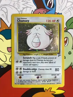 Pokemon TCG Chansey 3/130 Holo Original WOTC Base Set 2 1999-2000 MP/LP - Image 1