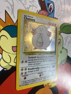 Pokemon TCG Chansey 3/130 Holo Original WOTC Base Set 2 1999-2000 MP/LP - Image 2