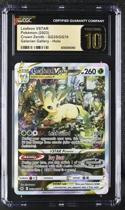 CGC 10 Pristine Leafeon VSTAR GG35/GG70 Galarian Gallery Crown Zenith Pokemon - Image 1