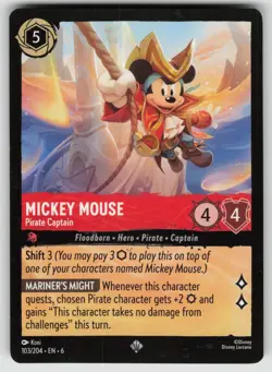 Mickey Mouse - Pirate Captain Super Rare Azurite Sea 103/204 Disney Lorcana - Image 1