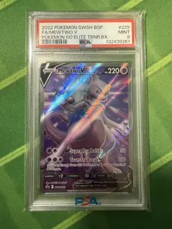 Pokemon Go Mewtwo v SWSH229 Black Star Promo Holo Ultra Rare PSA 9 - Image 1