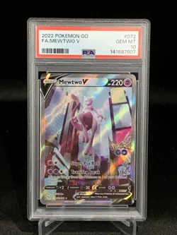 2022 Pokemon SWSH Pokemon GO Mewtwo V #072/078 PSA 10 - Image 1