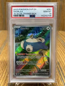 2023 Pokemon TCG SVP EN Snorlax 151 ETB Promo Full Art Card #051 PSA 10 GEM MINT - Image 1