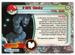 1999 TOPPS POKEMON - # 95 ONIX - EXMT-NRMT - BLUE LOGO - TV ANIMATION- LOOK !!! - Image 2