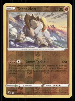 Terrakion SWSH12: Silver Tempest #097/195 Rare Reverse Holo Pokemon LP - Image 1
