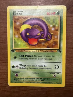 Ekans LP 46/62 1st Edition Fossil Pokemon Common - Image 1