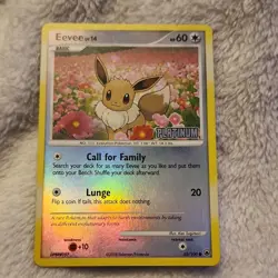 Pokemon Eevee Basic Majestic Dawn 60 HP Reverse Holo Common 62/100 Lunge Card - Image 1